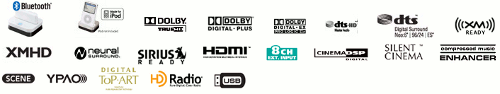 yamaha-receiver-details Zomaar een collectie logo's die van toepassing zijn op de Yamaha RX-V106 av-receiver